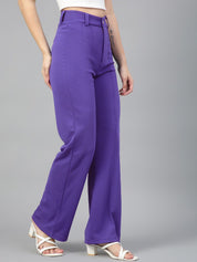 KOTTY BIZwear Women Relaxed Straight Leg High-Rise Straight Fit Easy Wash Trousers