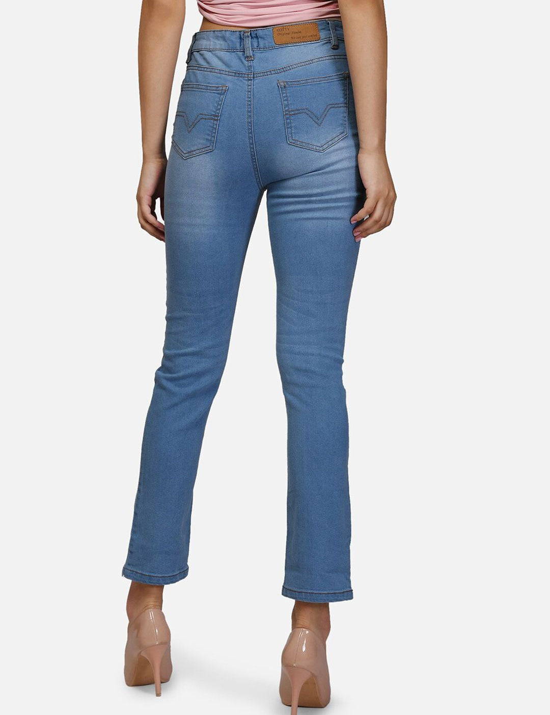 Kotty Women Blue Skinny Fit High-Rise Low Distress Jeans