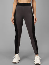Kotty Women Grey & Black Colourblocked Tights