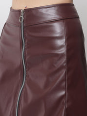 Kotty Women Brown Solid Above Knee Length A-Line Skirt