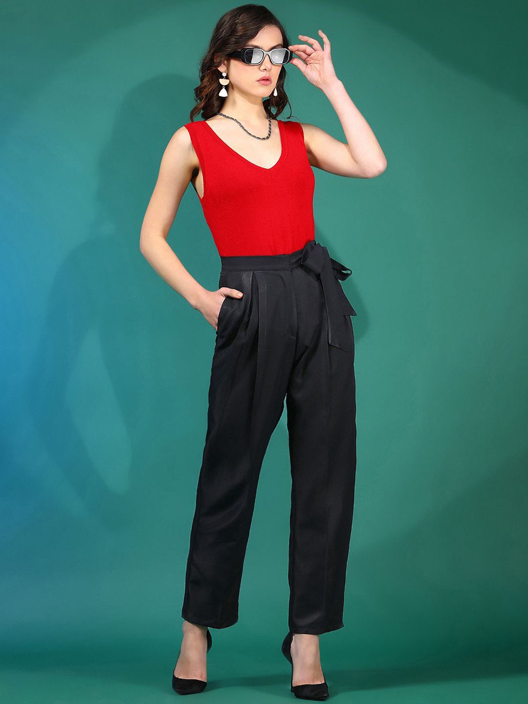 Kotty Women Relaxed High-Rise Easy Wash Pleated Trousers