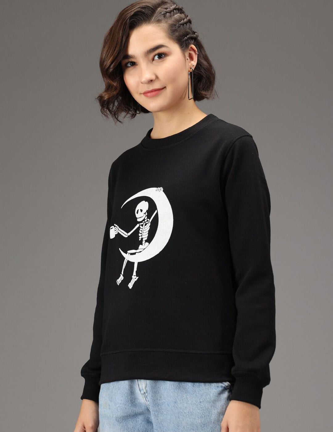 Kotty Women Black Printed Sweatshirt