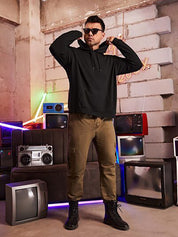 Kotty Black Hooded Fleece Pullover Sweatshirt