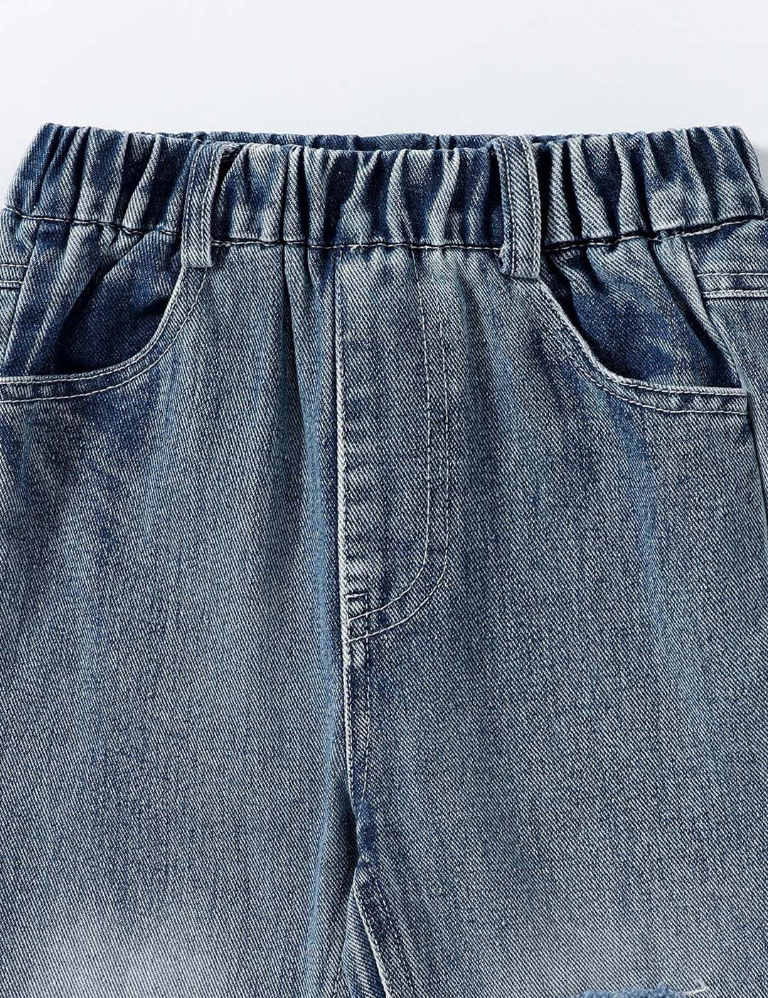 Kotty Girls Blue Jean Mildly Distressed Heavy Fade Jeans