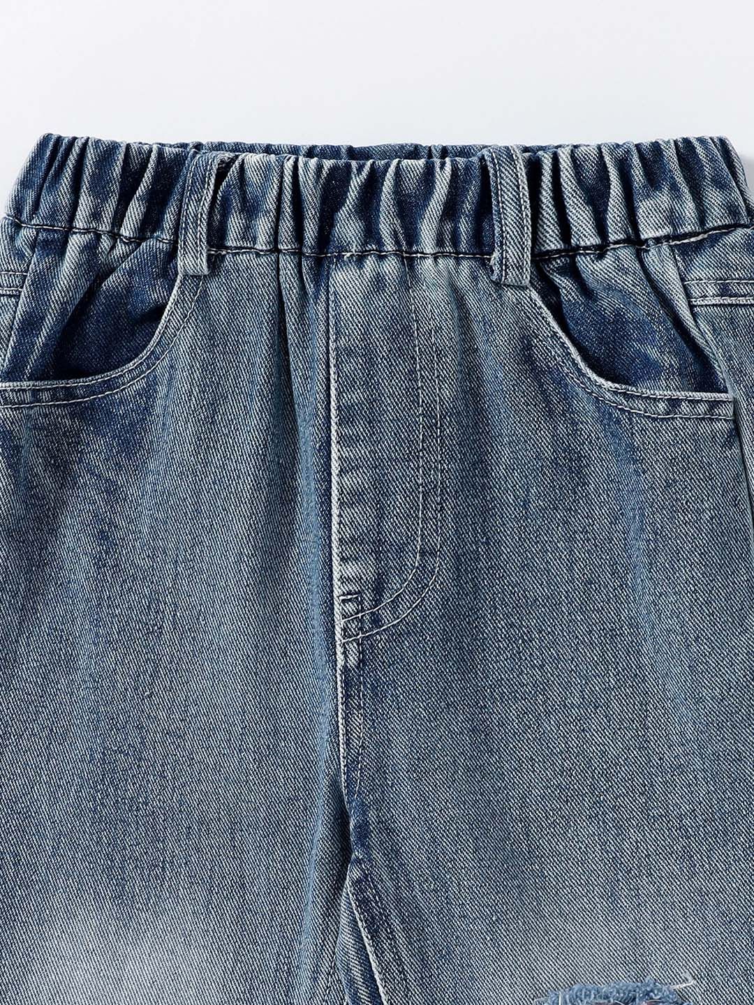 Kotty Girls Blue Jean Mildly Distressed Heavy Fade Jeans