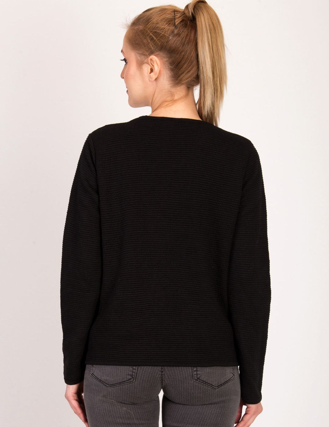 Kotty Women Black Self Design Open Front Jacket