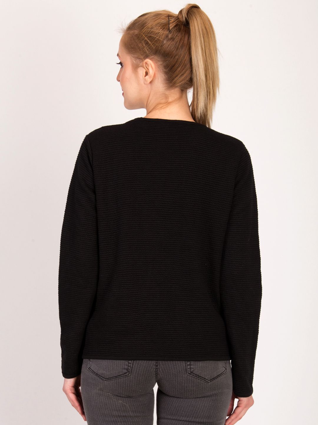 Kotty Women Black Self Design Open Front Jacket