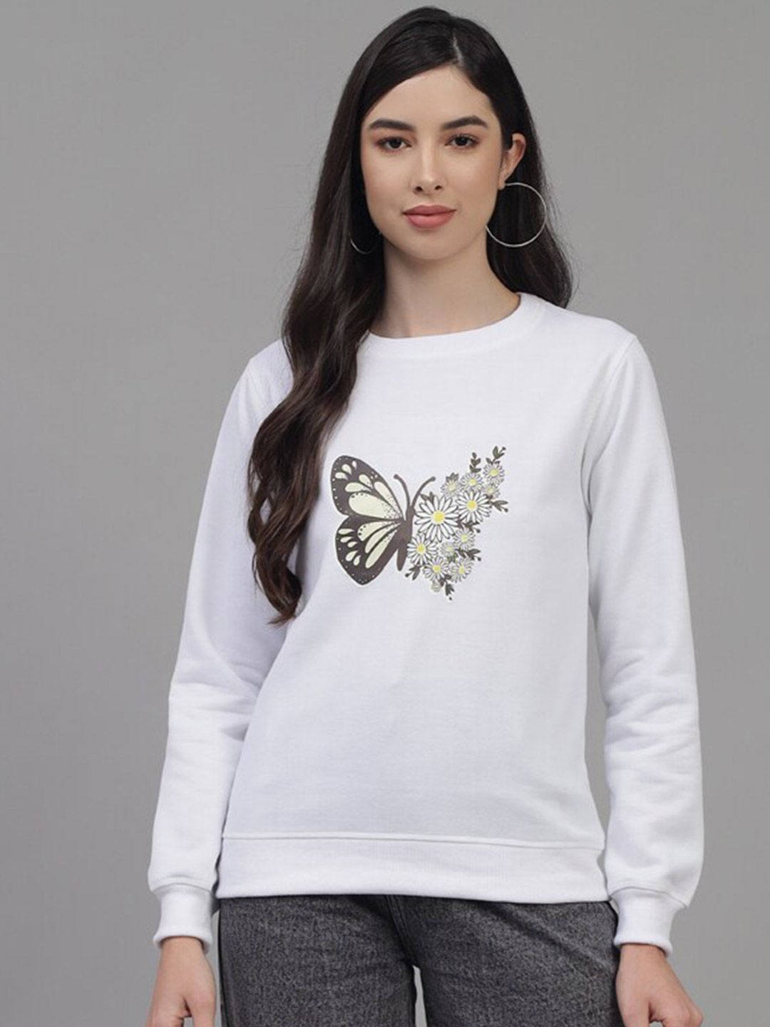 Kotty Women White Printed Sweatshirt