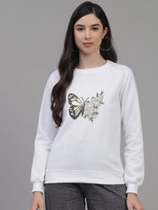 Kotty Women White Printed Sweatshirt