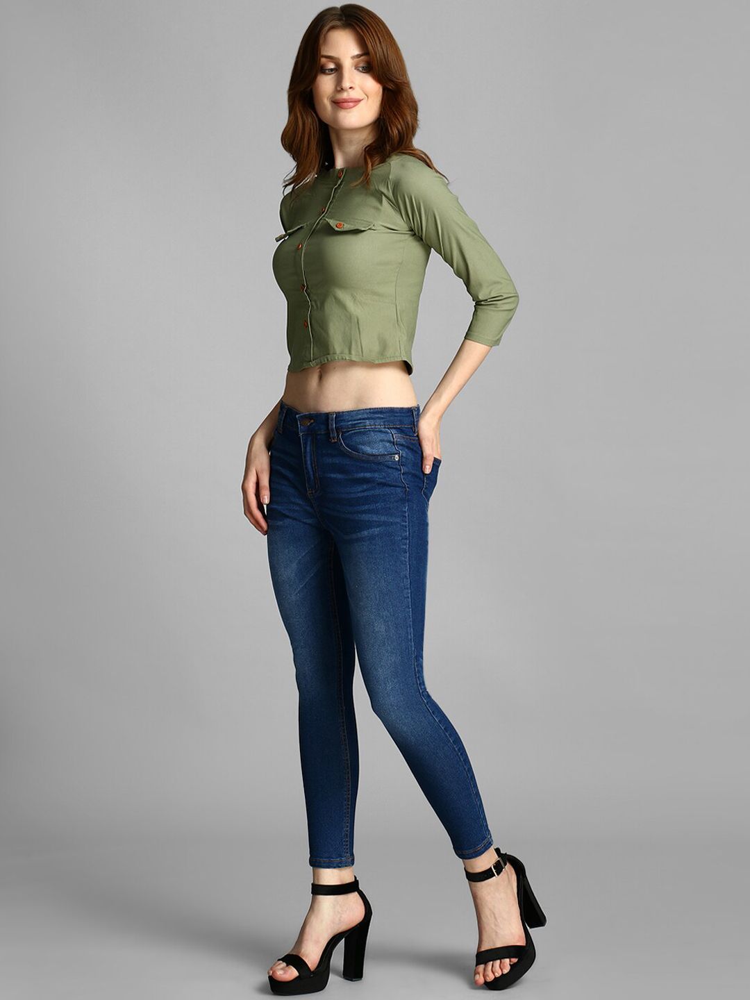 Kotty Women Blue Skinny Fit High-Rise Clean Look Jeans