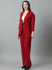 Kotty Maroon Shawl Neck Blazer & Trousers