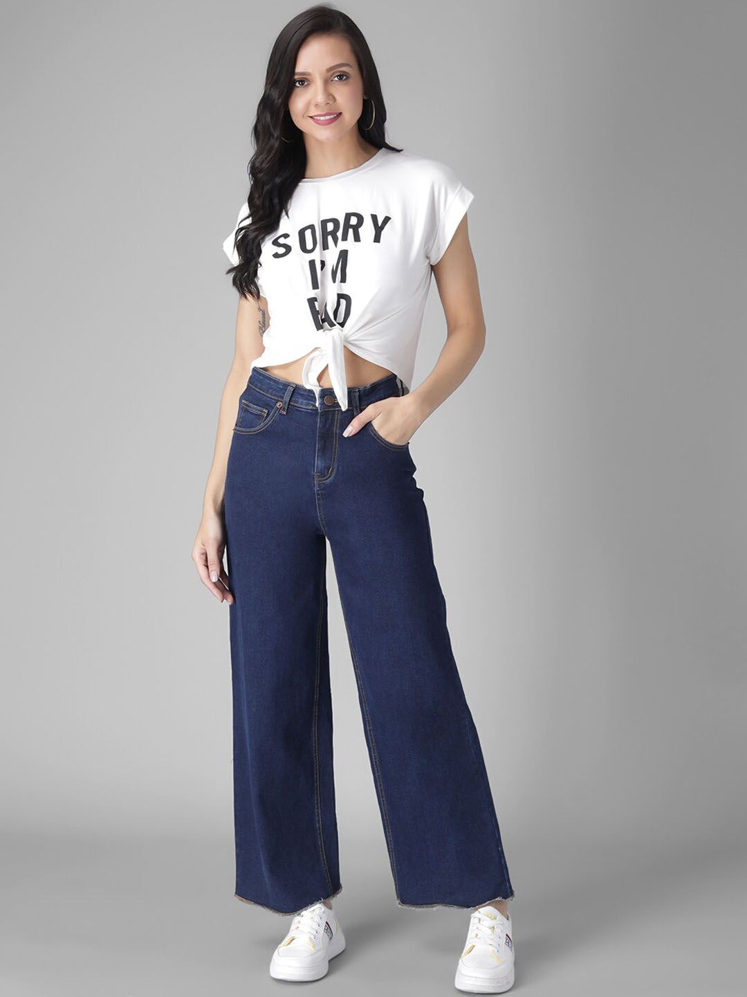 Kotty Women Blue Flared High-Rise Clean Look Jeans