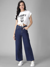 Kotty Women Blue Flared High-Rise Clean Look Jeans