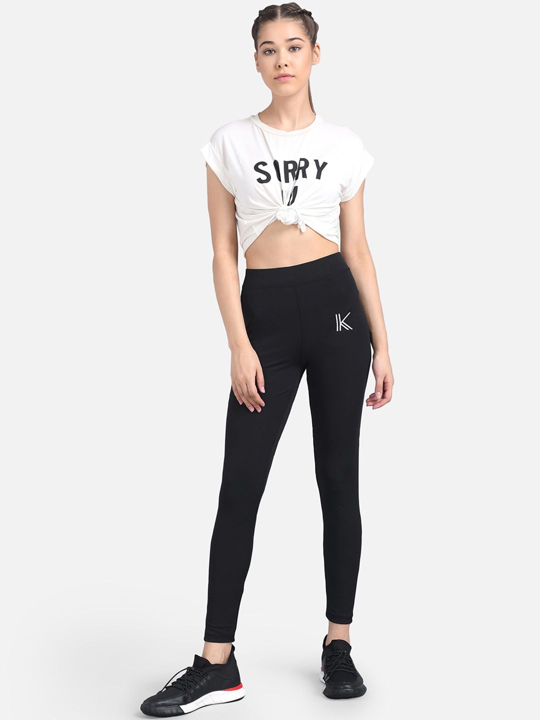 Kotty Women Black & White Printed Tights