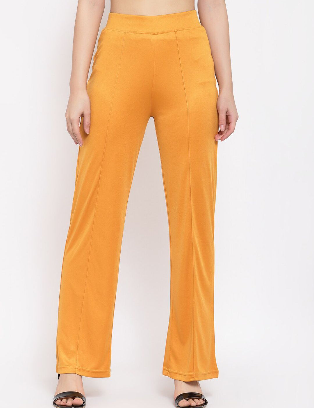 Kotty Women Yellow Flared High-Rise Parallel Trousers