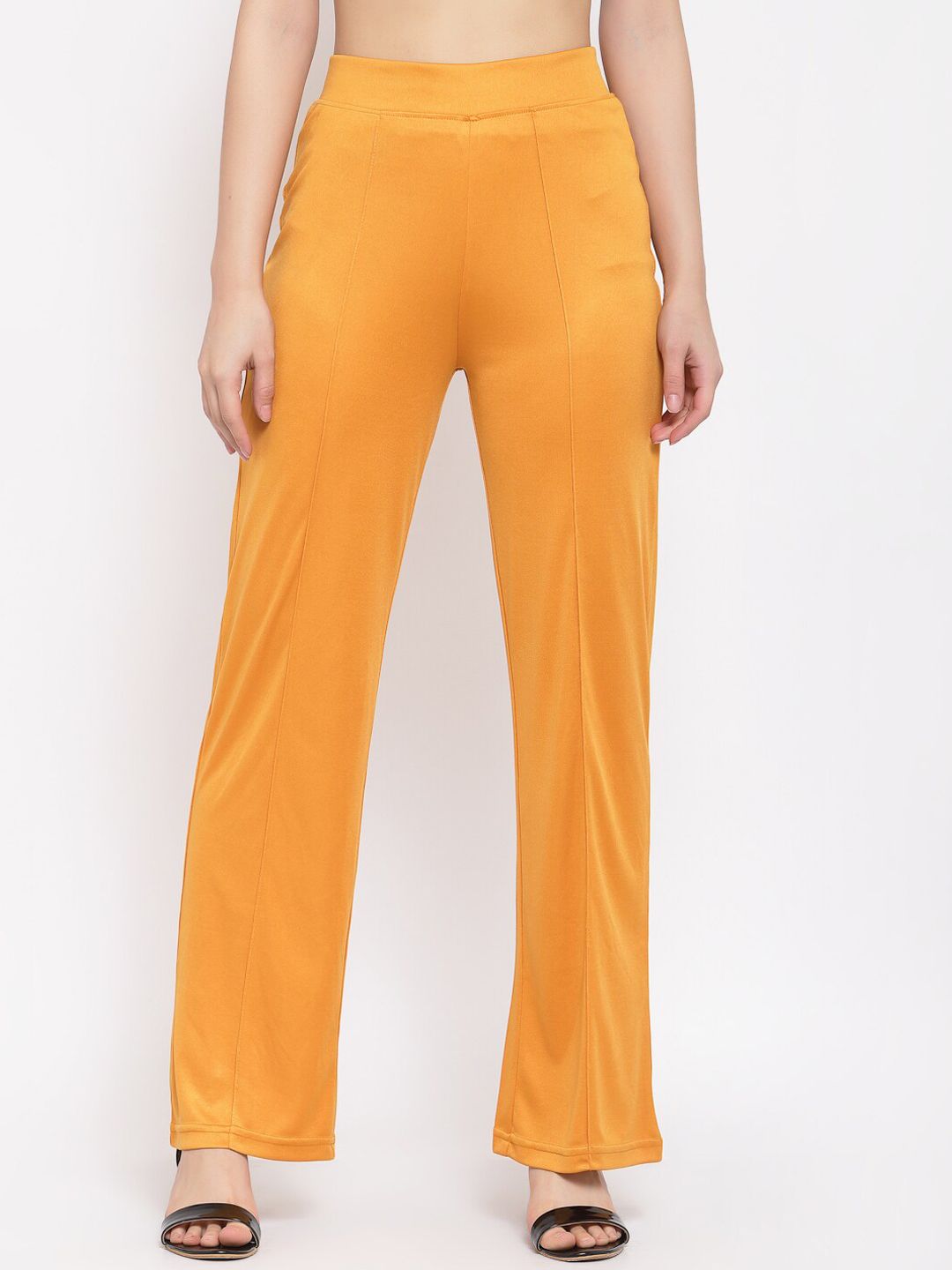 Kotty Women Yellow Flared High-Rise Parallel Trousers