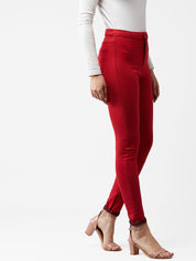Kotty Women Red Skinny Fit High-Rise Clean Look Jeans