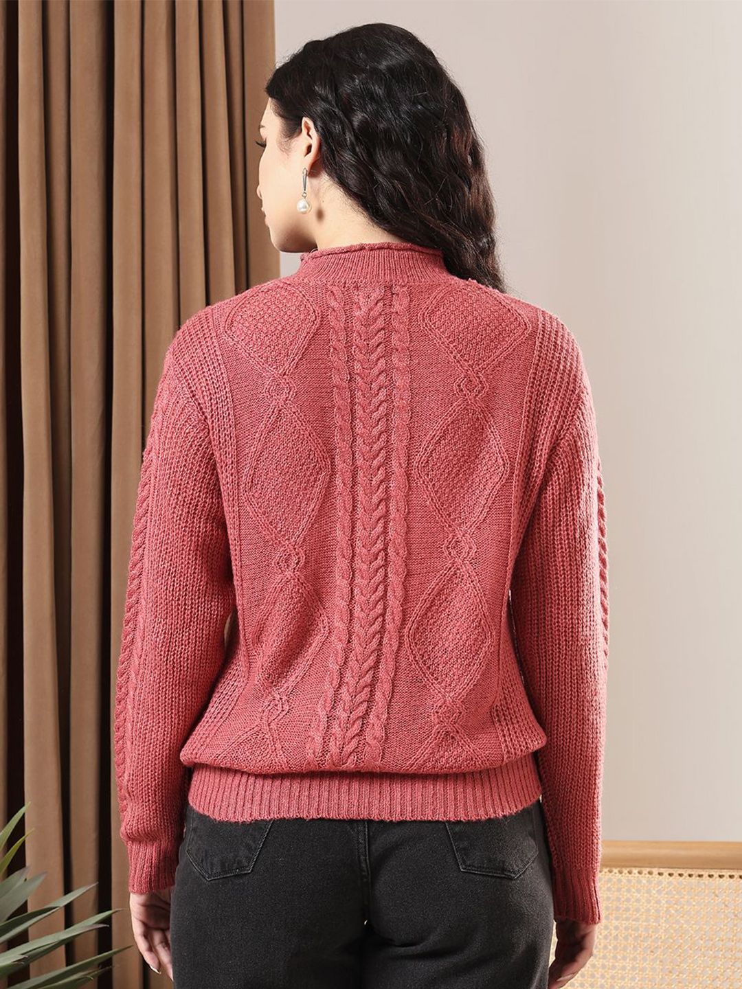 Kotty Women Self Design Cable Knit Pullover Sweaters