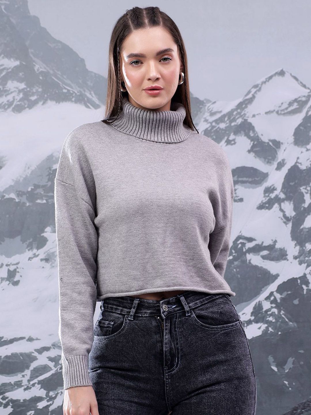 Kotty Women Turtle Neck Crop Pullover
