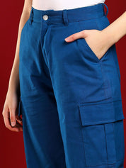 Kotty Women Straight Fit High-Rise Stretchable Cargo Jeans