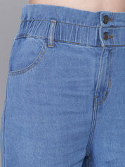 Kotty Women Blue Boyfriend Fit High-Rise Mildly Distressed Light Fade Jeans