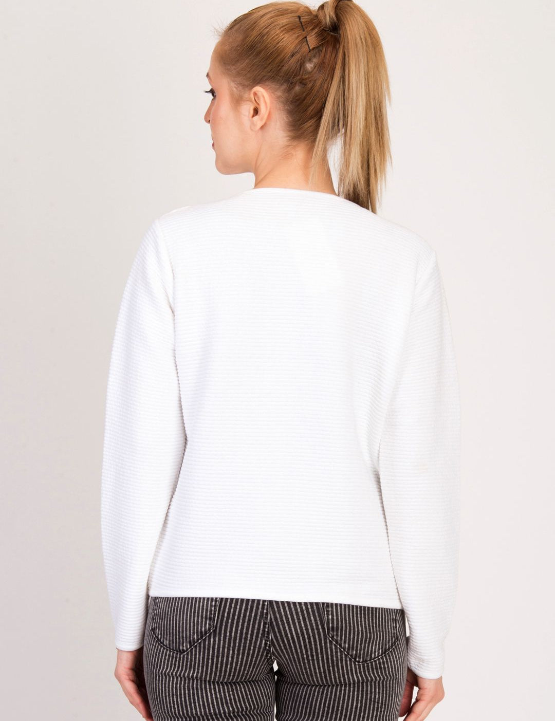 Kotty Women White Self Design Tailored Jacket