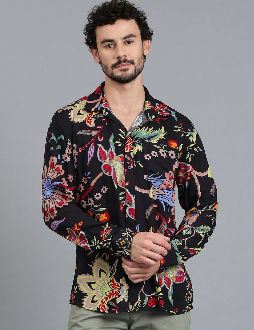 Kotty Black New Floral Printed Casual Shirt
