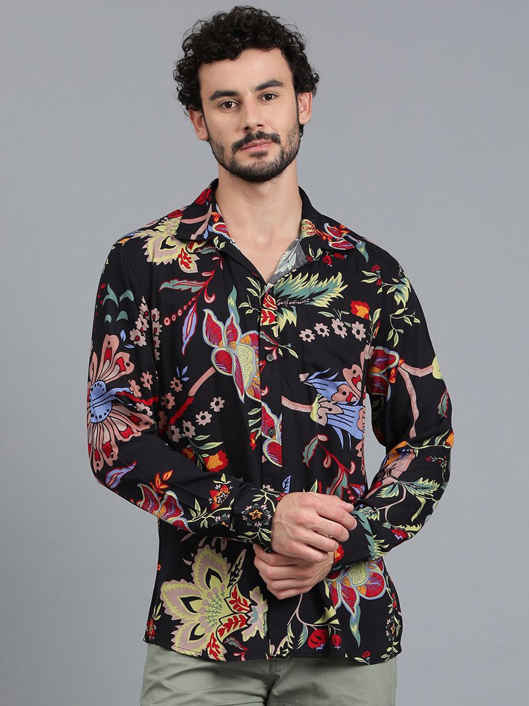 Kotty Black New Floral Printed Casual Shirt