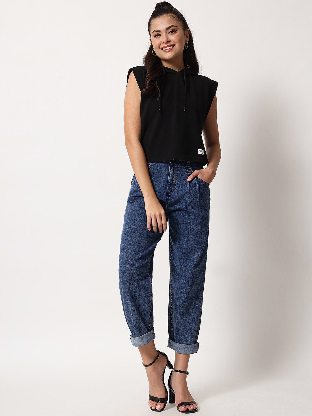 Kotty Women Blue Medium Shade Straight Fit Jeans