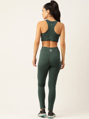 Kotty Women Green High-Rise Sports Bra & Tights