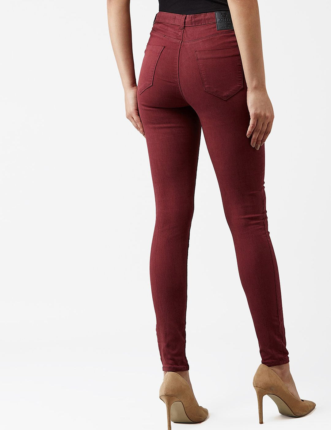 Kotty Women Maroon Skinny Fit High Rise Jeans