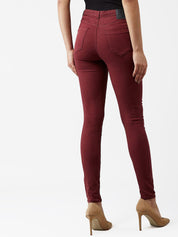 Kotty Women Maroon Skinny Fit High Rise Jeans