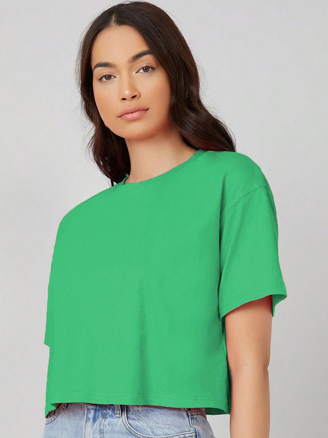 KOTTY Basics Women Solid Round Neck  Oversized T-shirt