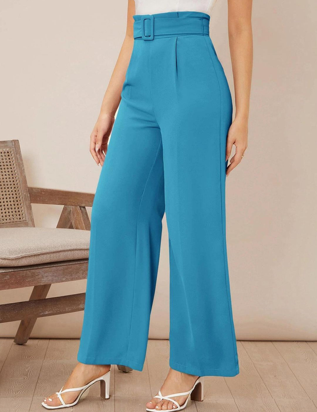 KOTTY BIZwear Womens Pack Of 2 Relaxed Straight Fit High-Rise Easy Wash Pleated Trousers