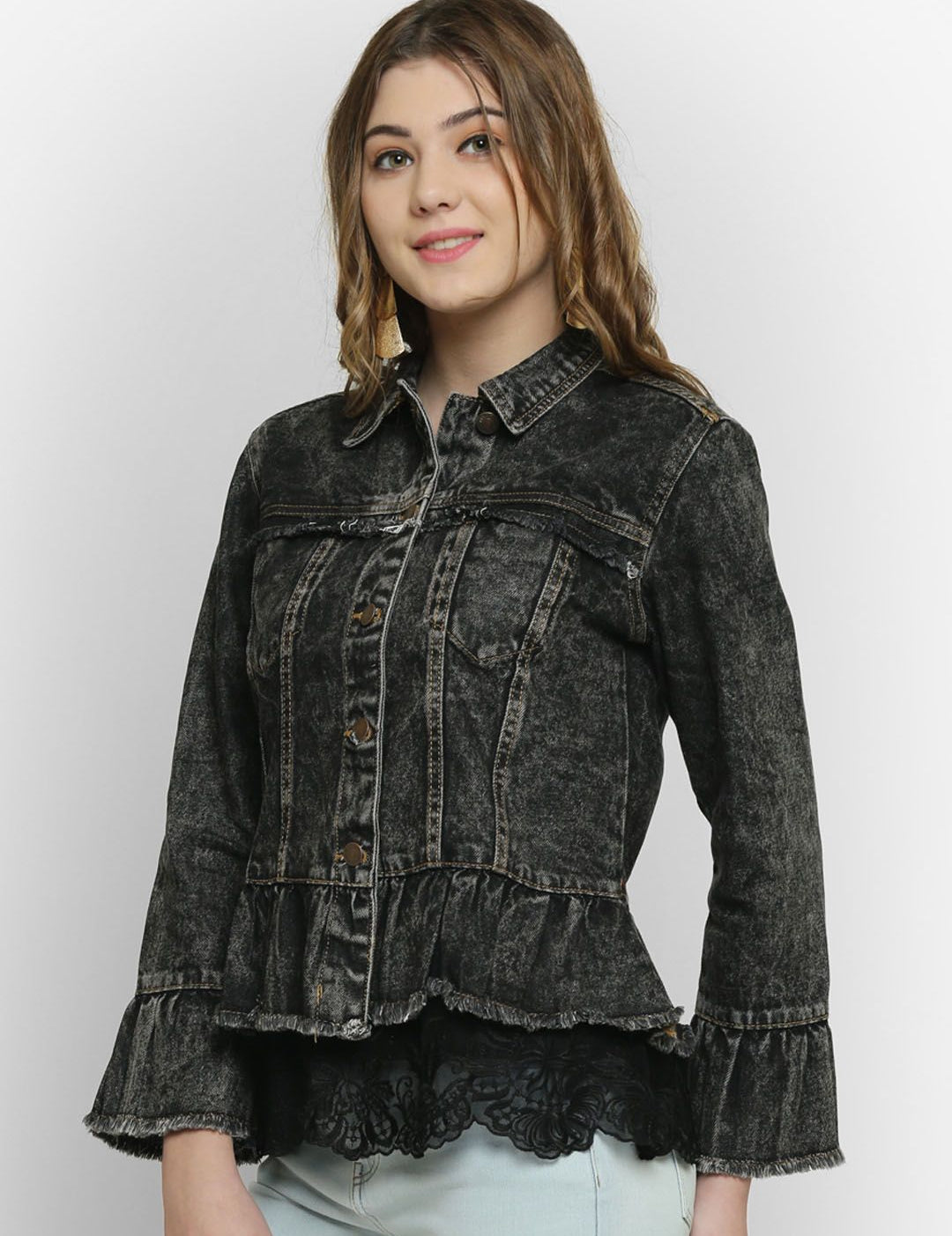 Kotty Women Black Solid Denim Jacket