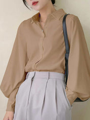 Kotty Beige Modern Spread Collar Casual Shirt