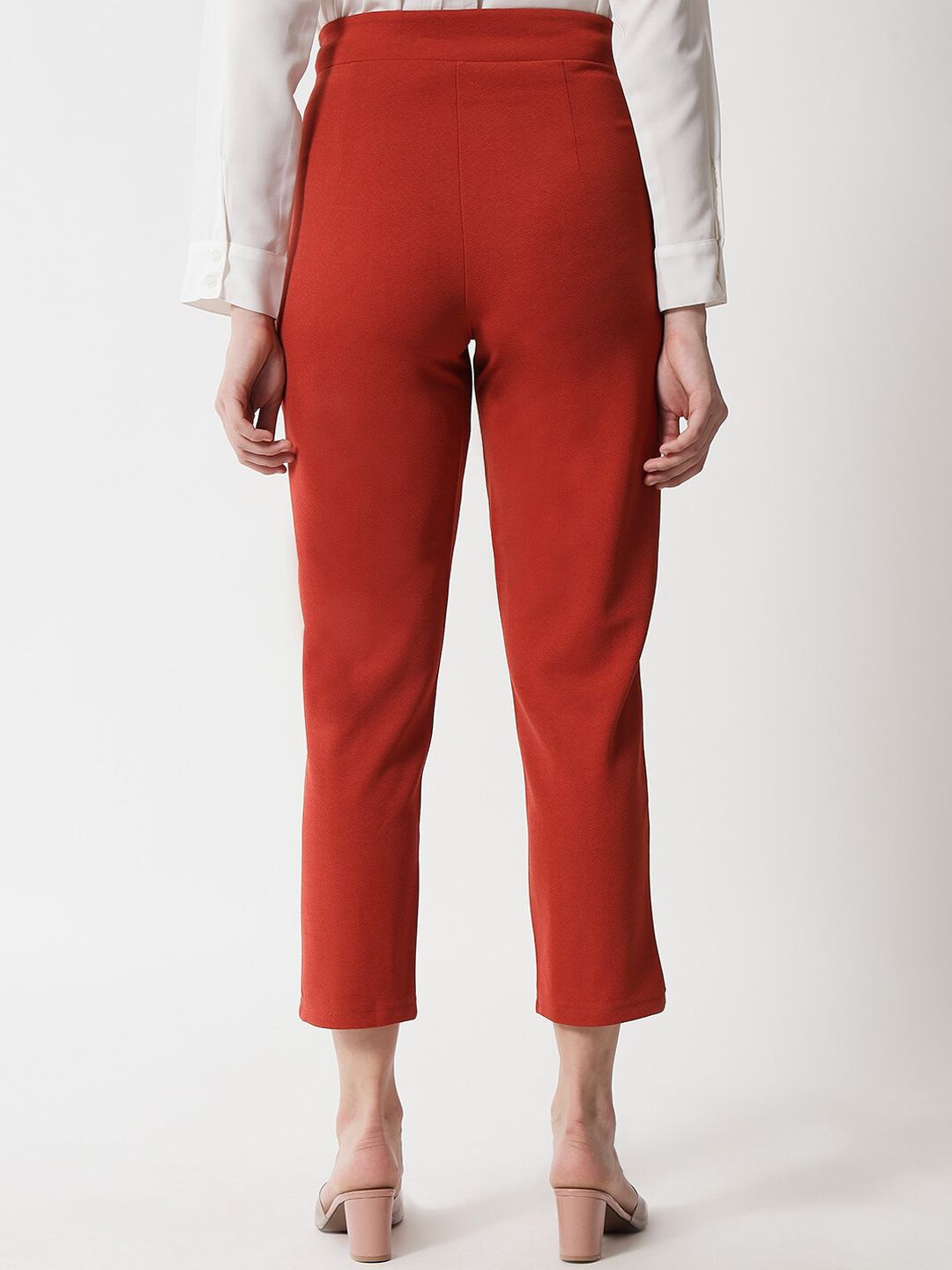 Kotty Women Red High-Rise Easy Wash Trousers