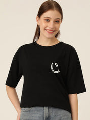 Kotty Round Neck Drop-Shoulder Sleeves Oversized T-shirt
