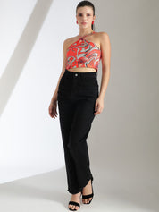 Stylecast X KOTTY Basics Women Black Slim Fit High-Rise Clean Look Frayed Hem Stretchable Jeans