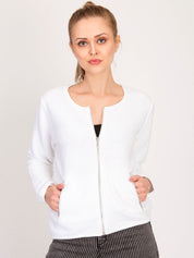Kotty Women White Self Design Tailored Jacket
