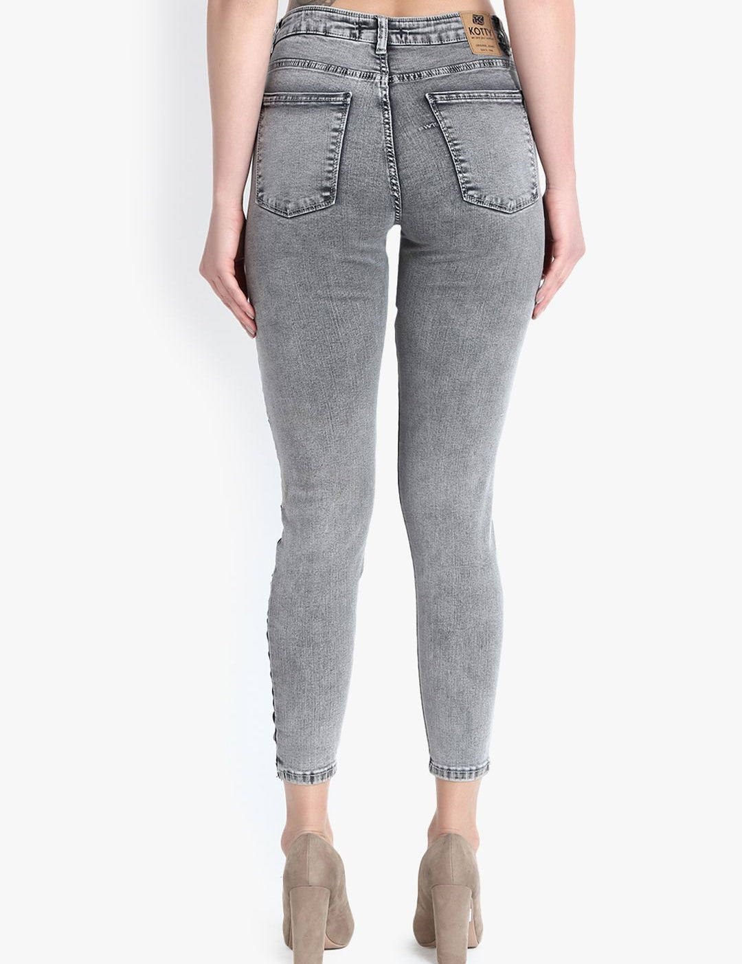 Kotty Women Grey Skinny Fit High-Rise Clean Look Jeans