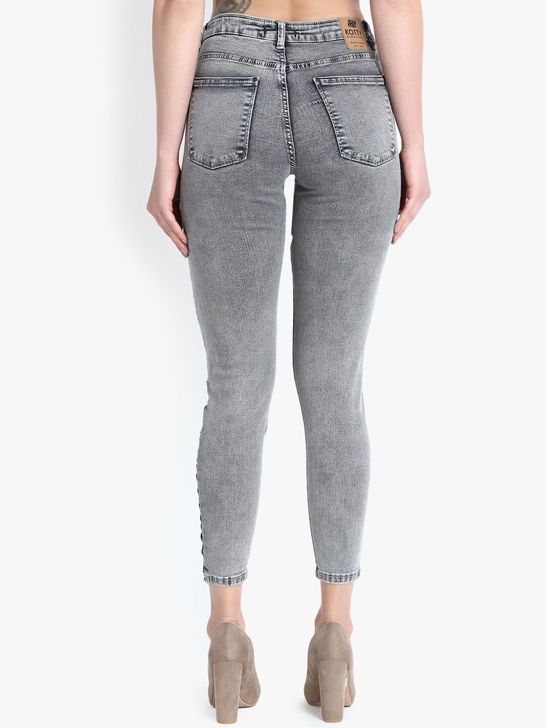Kotty Women Grey Skinny Fit High-Rise Clean Look Jeans