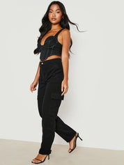 Kotty Women Black Jean Straight Fit High-Rise Stretchable Jeans