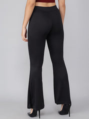 Kotty Women Black Flared High-Rise Bootcut Trousers