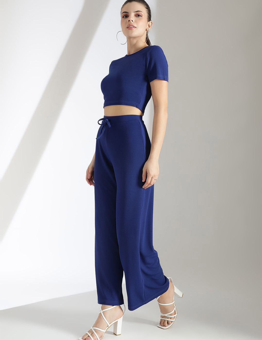 Kotty Blue Round Neck Top With Trouser  