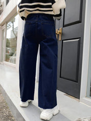 Kotty Navy Blue Women Jean Straight Fit High-Rise Stretchable Jeans