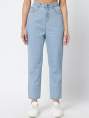 Kotty Women Blue Jean Straight Fit High-Rise Stretchable Jeans