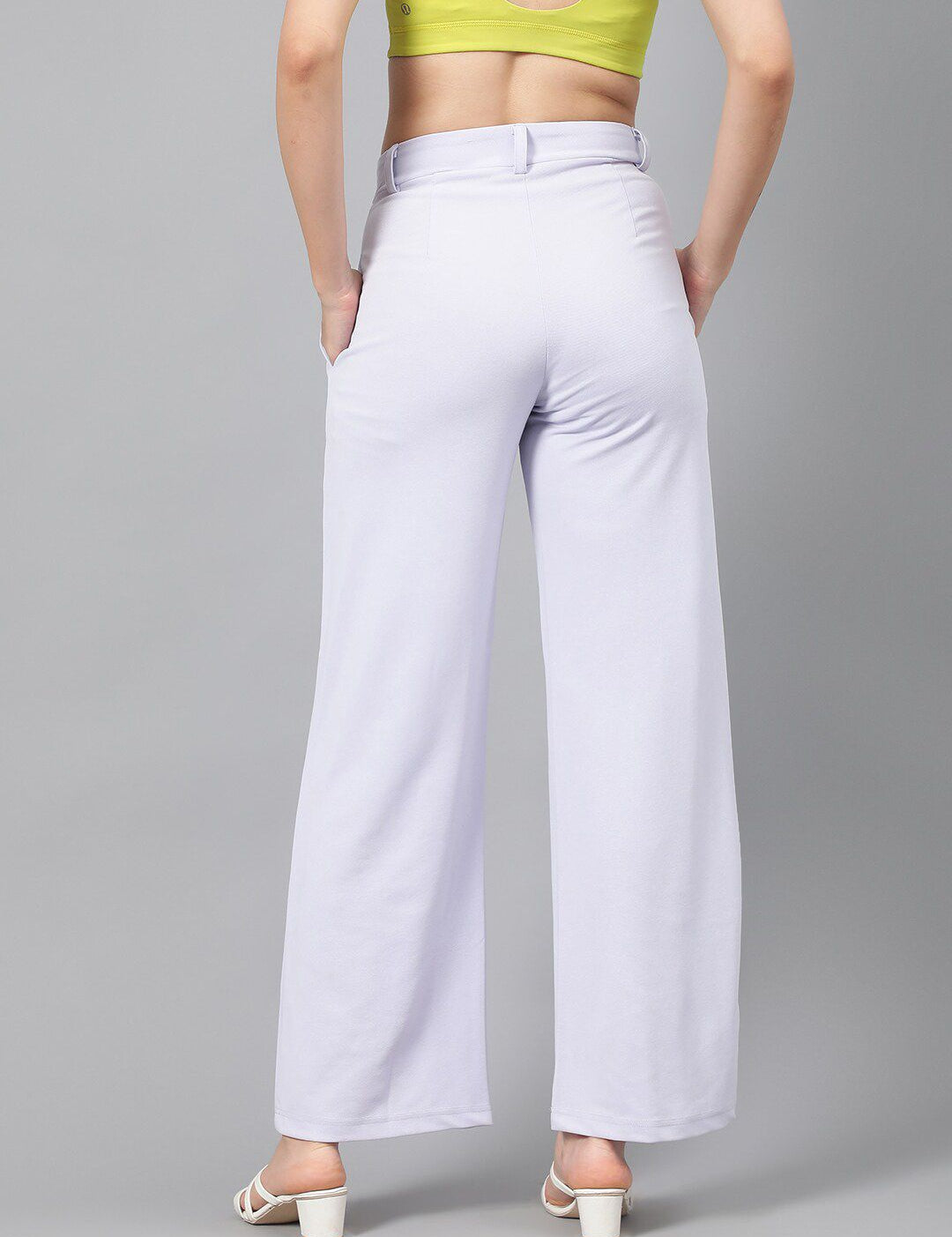 Kotty Women Purple Relaxed Straight Leg Fit High-Rise Easy Wash Parallel Trousers