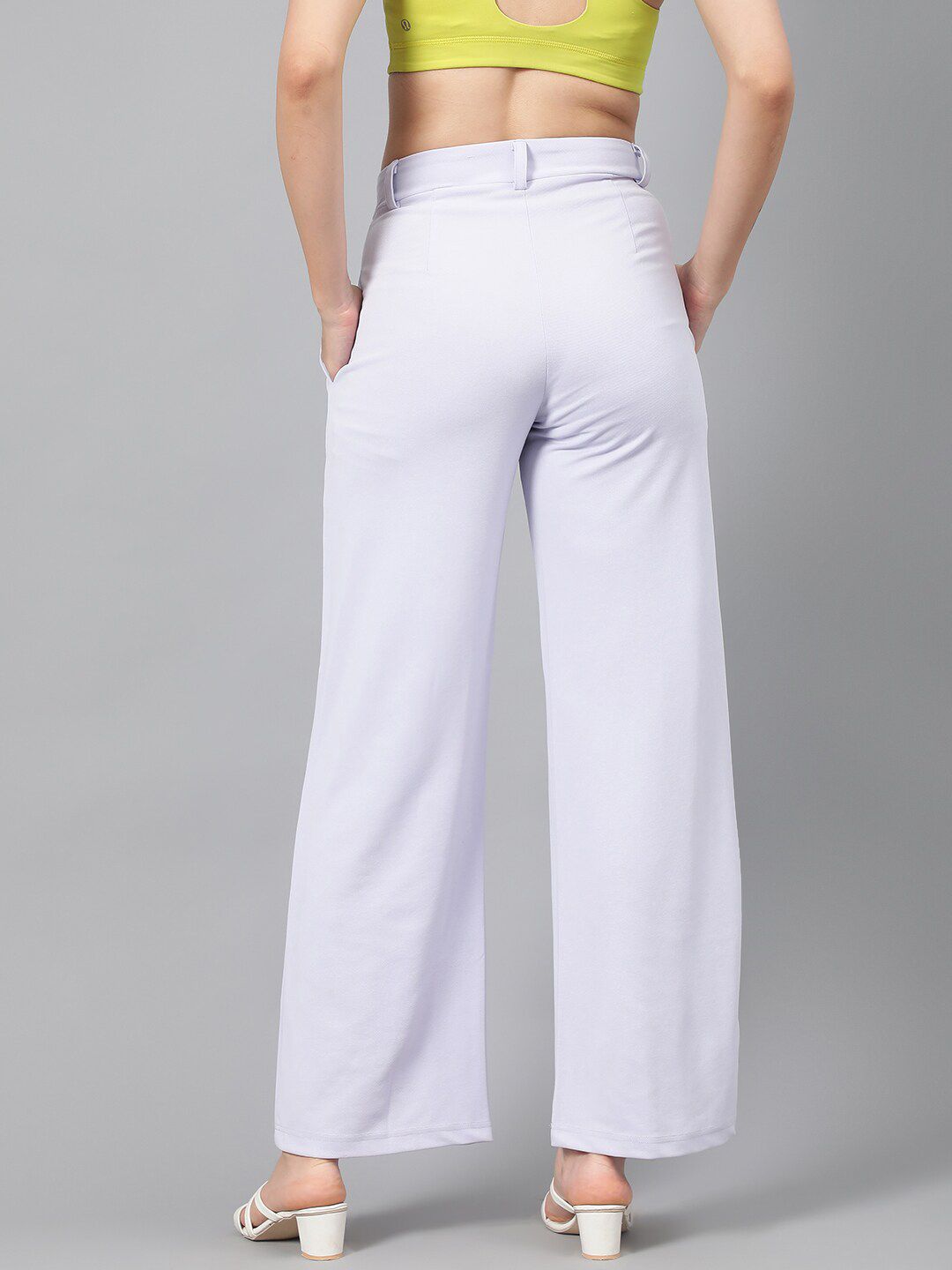 Kotty Women Purple Relaxed Straight Leg Fit High-Rise Easy Wash Parallel Trousers