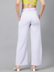 Kotty Women Purple Relaxed Straight Leg Fit High-Rise Easy Wash Parallel Trousers